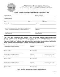 Document preview: Vendor Website Signature Authorization Designation Form - Nevada