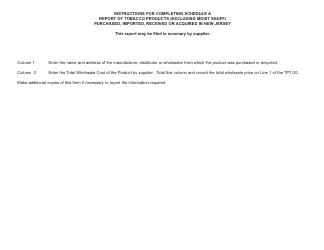 Schedule A Record of Tobacco Products (Excluding Moist Snuff) Purchased, Imported, Received or Acquired in New Jersey - New Jersey, Page 2