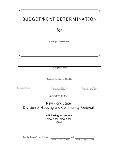 Form HM-2 Budget/Rent Determination - New York
