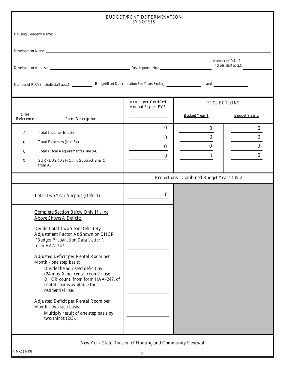 Form HM-2 Budget / Rent Determination - New York, Page 3