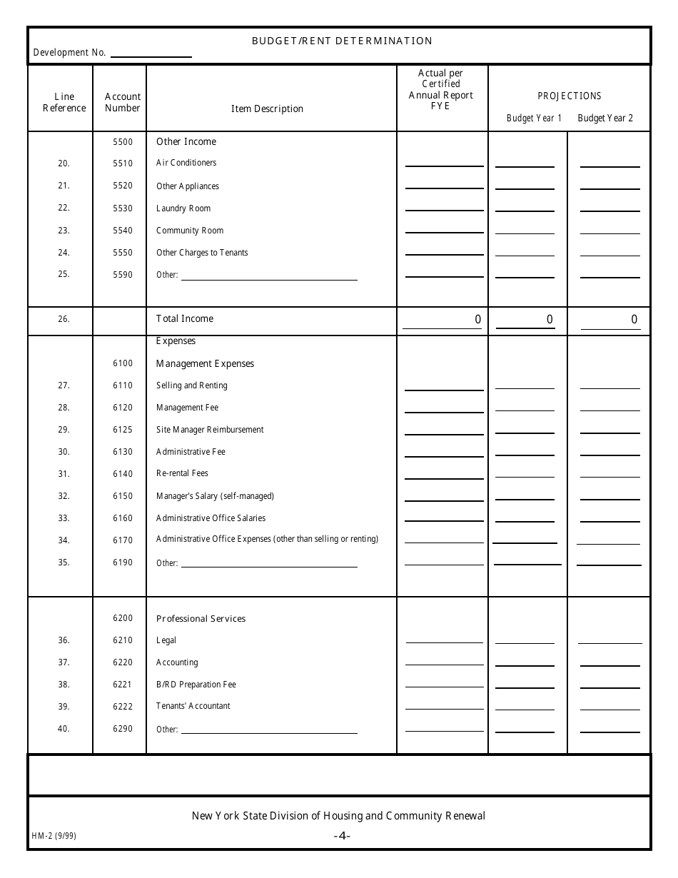 Form HM-2 Budget / Rent Determination - New York, Page 5