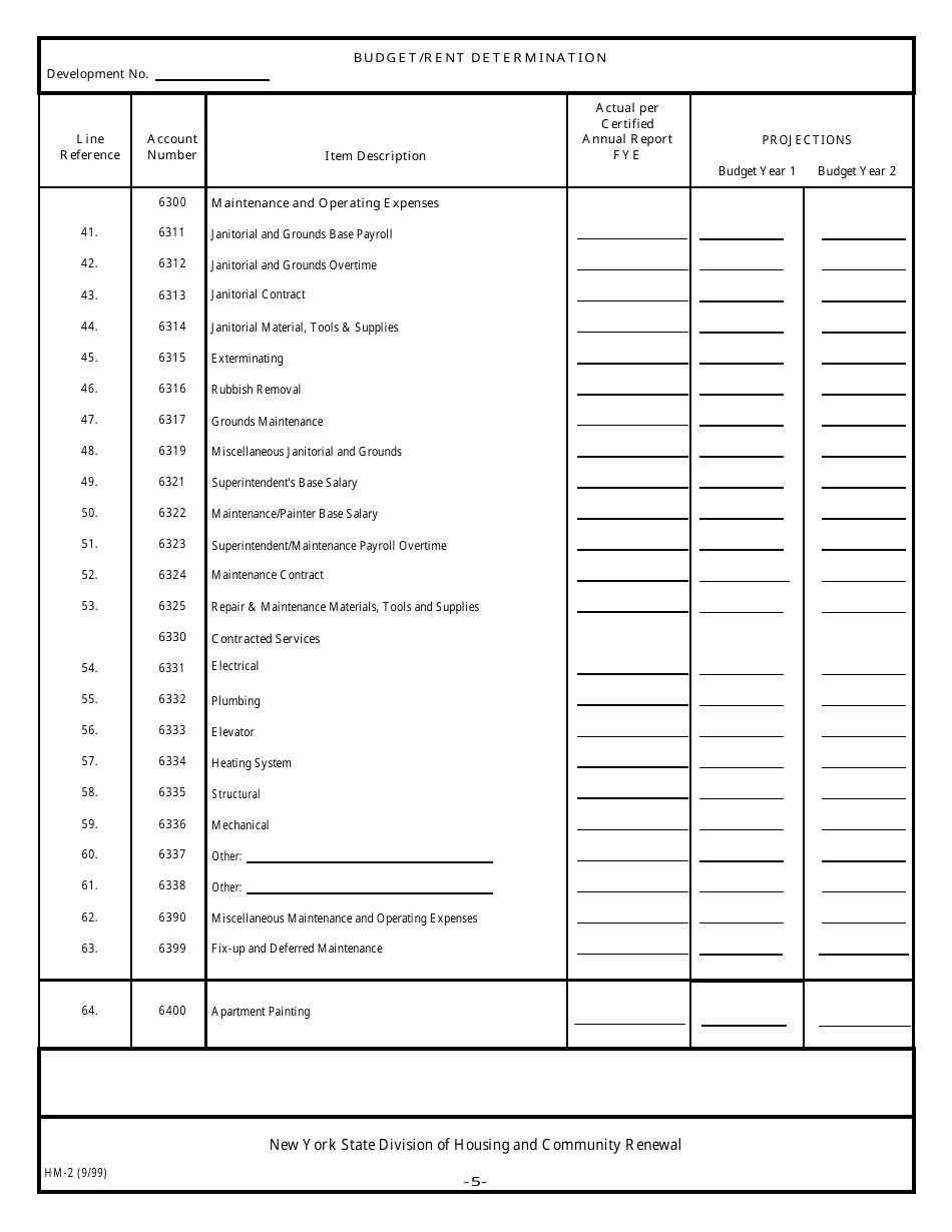 Form HM-2 Budget / Rent Determination - New York, Page 6