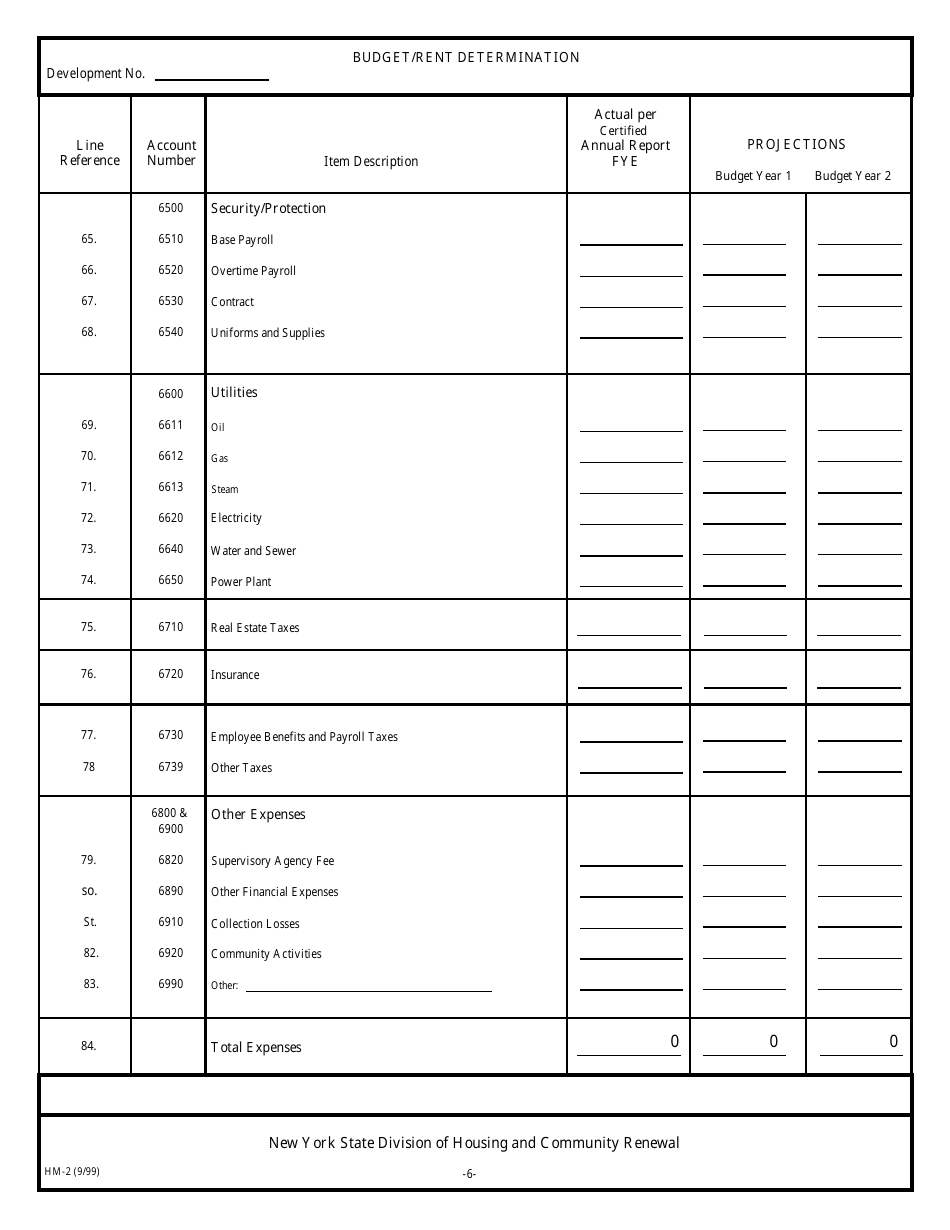 Form HM-2 Budget / Rent Determination - New York, Page 7