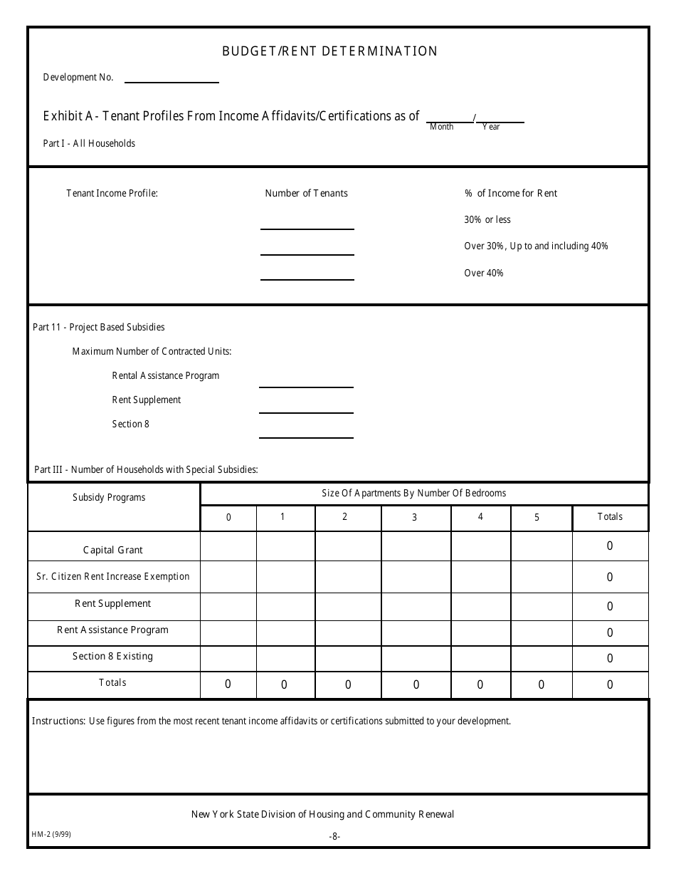Form HM-2 Budget / Rent Determination - New York, Page 9