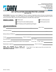Form DMV-247 24/7 Application for Restricted License - Nevada, Page 2