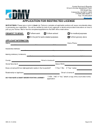 Form DMV-21 Application for Restricted License - Nevada, Page 2
