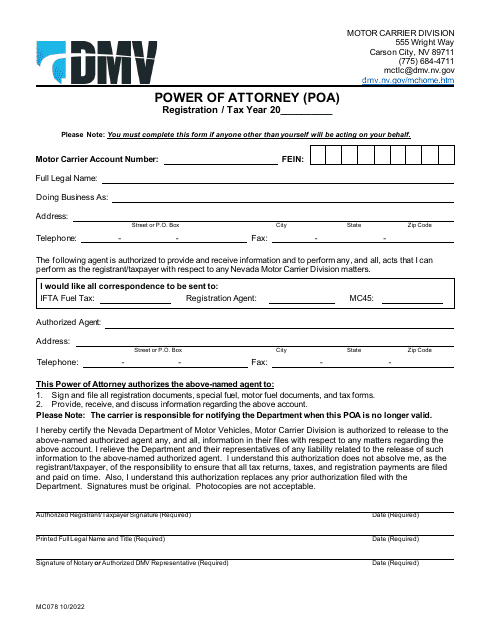 Form MC078  Printable Pdf