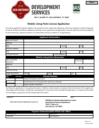 Document preview: Mobile Living Parks License Application - City of San Antonio, Texas