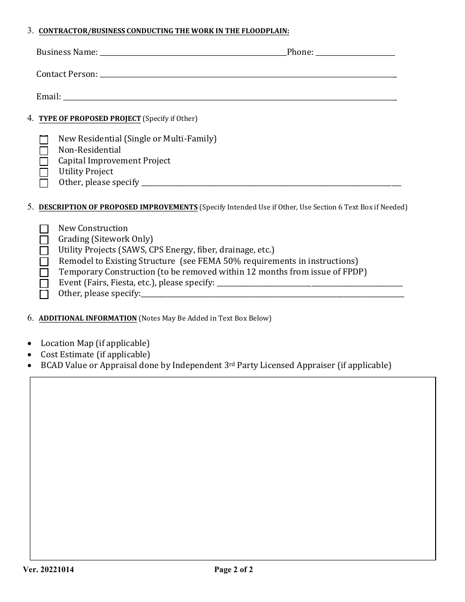 Floodplain Development Permit Application - City of San Antonio, Texas, Page 3
