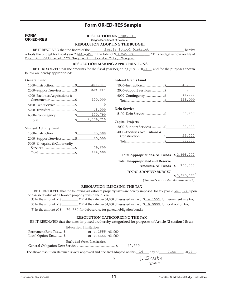 Instructions for Form OR-ED-NBC, 150-504-057, OR-ED-1, 1150-504-058, OR-CC-1, 1150-504-062, OR-ED-RES, 150-504-059, OR-ED-50, 50150-504-060, OR-ED-SBH, 150-504-061 - Oregon, Page 11