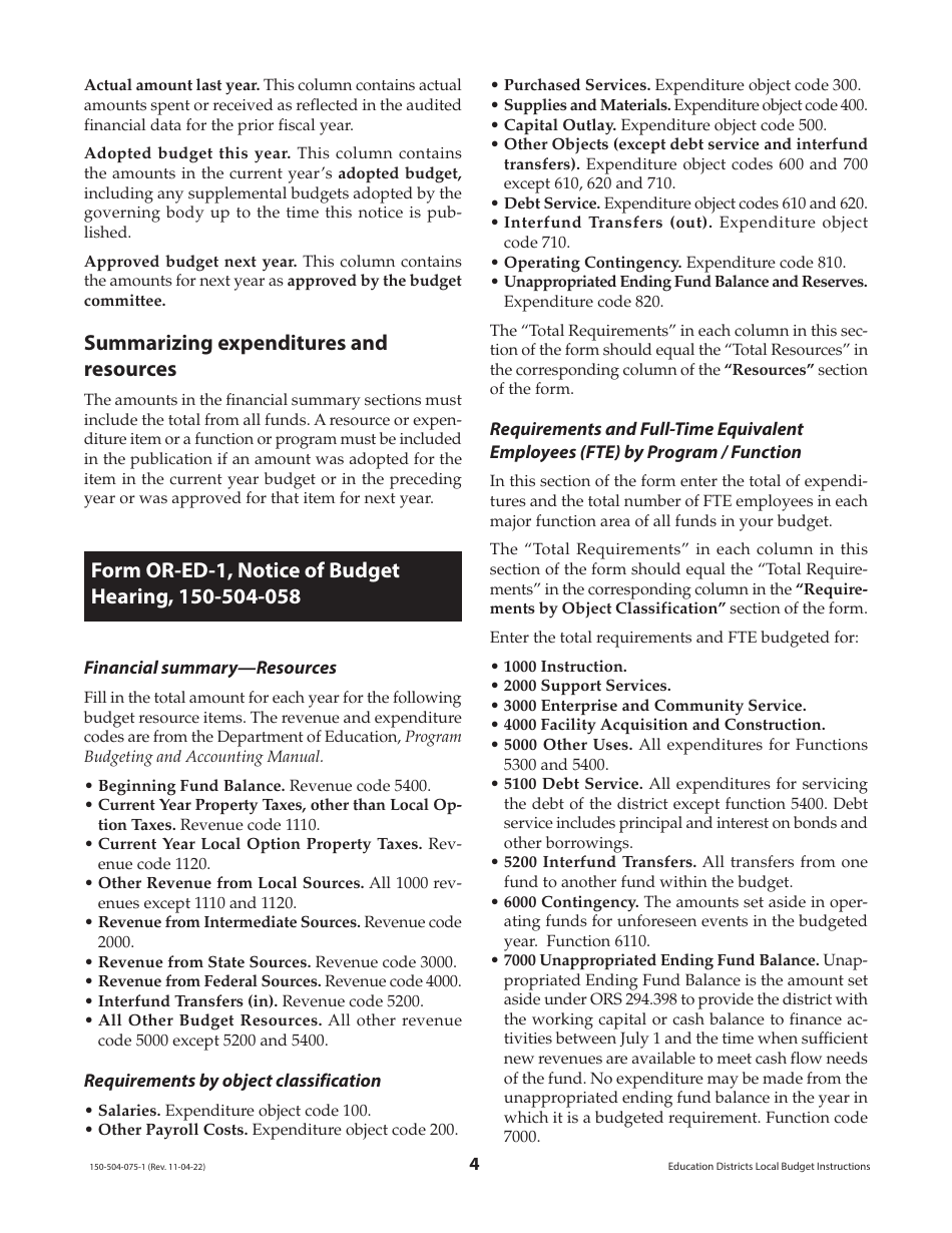 Instructions for Form OR-ED-NBC, 150-504-057, OR-ED-1, 1150-504-058, OR-CC-1, 1150-504-062, OR-ED-RES, 150-504-059, OR-ED-50, 50150-504-060, OR-ED-SBH, 150-504-061 - Oregon, Page 4