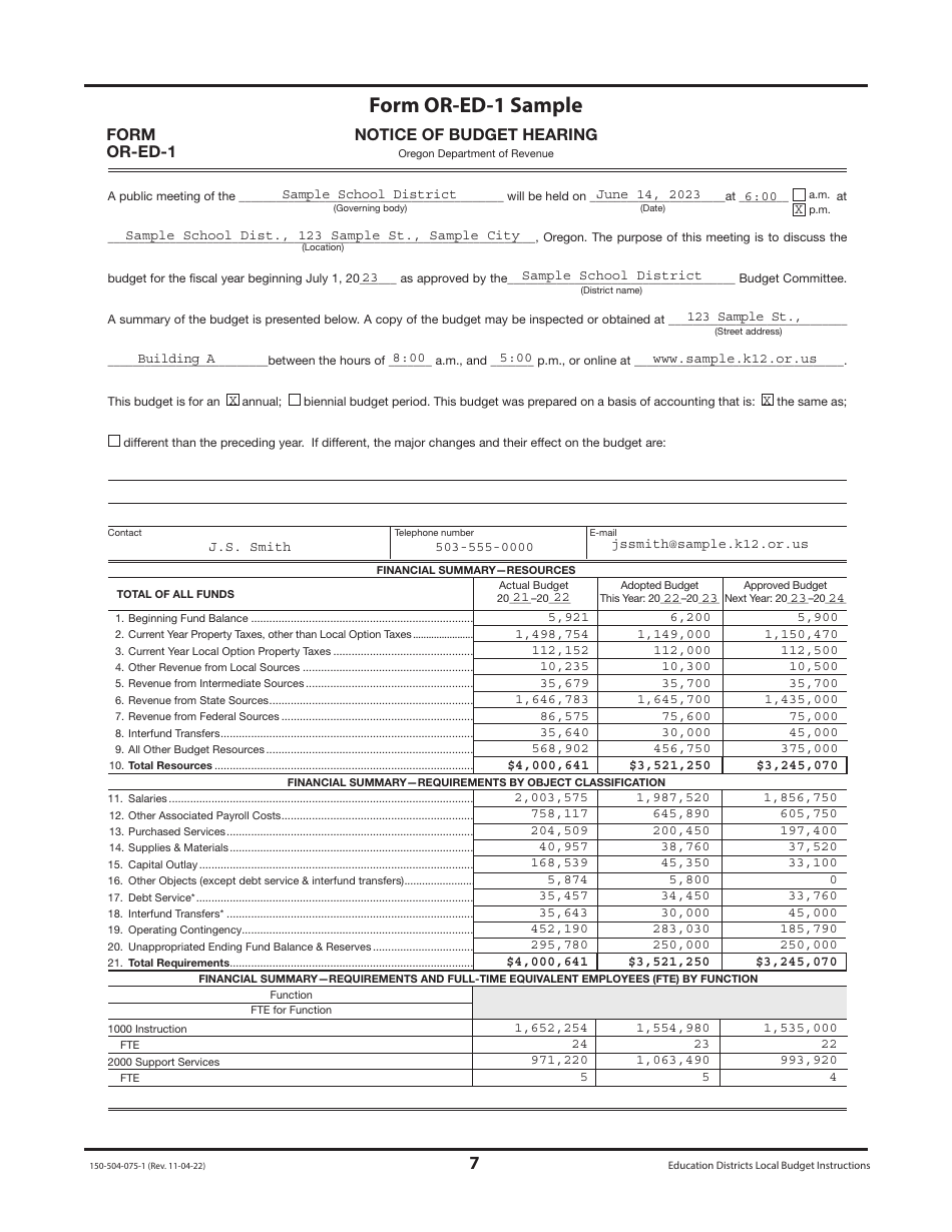 Instructions for Form OR-ED-NBC, 150-504-057, OR-ED-1, 1150-504-058, OR-CC-1, 1150-504-062, OR-ED-RES, 150-504-059, OR-ED-50, 50150-504-060, OR-ED-SBH, 150-504-061 - Oregon, Page 7