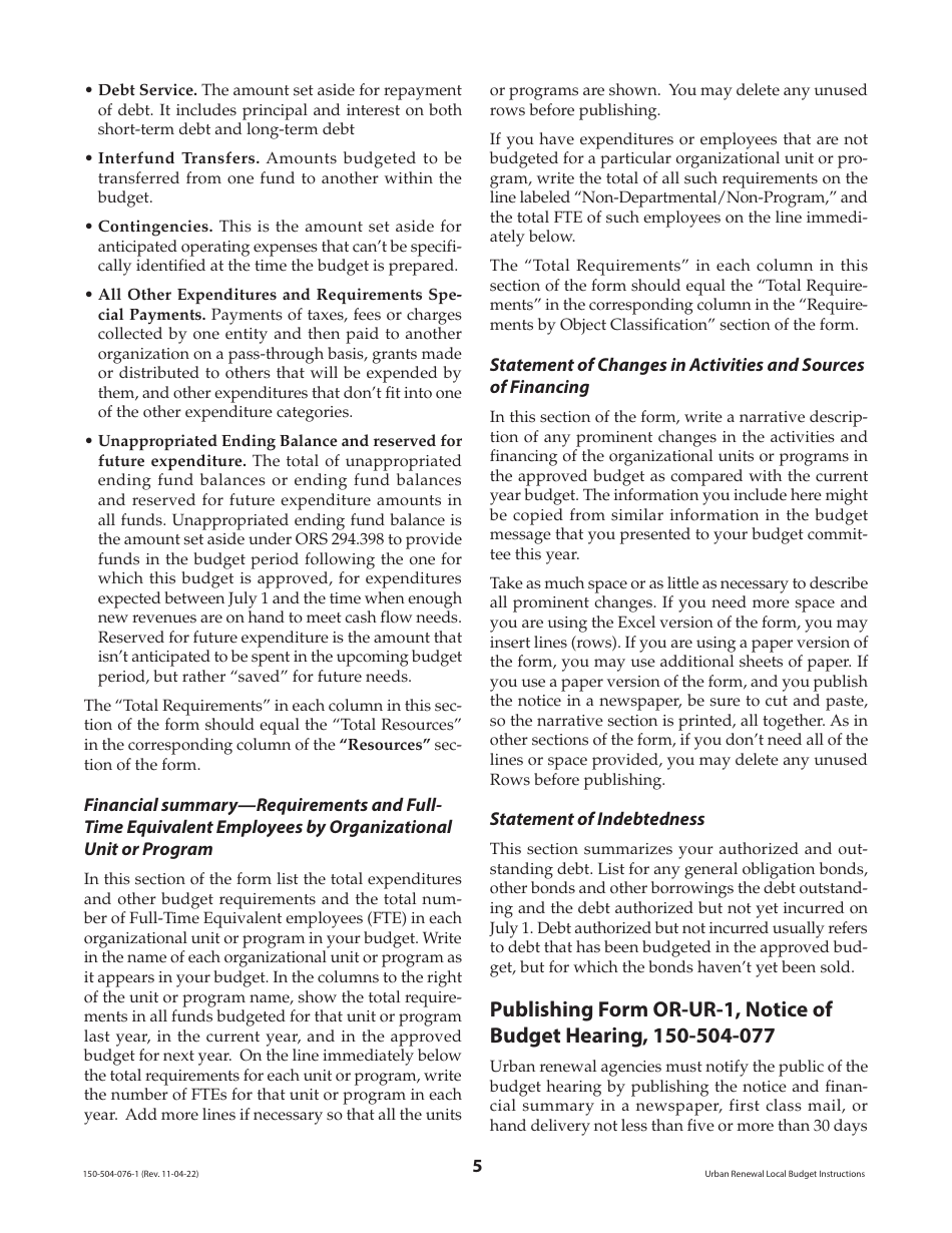 Instructions for Form OR-UR-NBC, 150-504-079, OR-UR-1, 150-504-077, OR-UR-RES, 150-504-081, OR-UR-50, 150-504-078, OR-UR-SBH, 150-504-080 - Oregon, Page 5