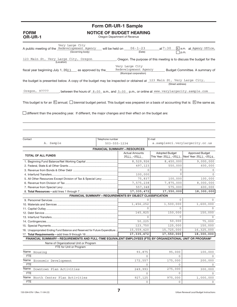Instructions for Form OR-UR-NBC, 150-504-079, OR-UR-1, 150-504-077, OR-UR-RES, 150-504-081, OR-UR-50, 150-504-078, OR-UR-SBH, 150-504-080 - Oregon, Page 7