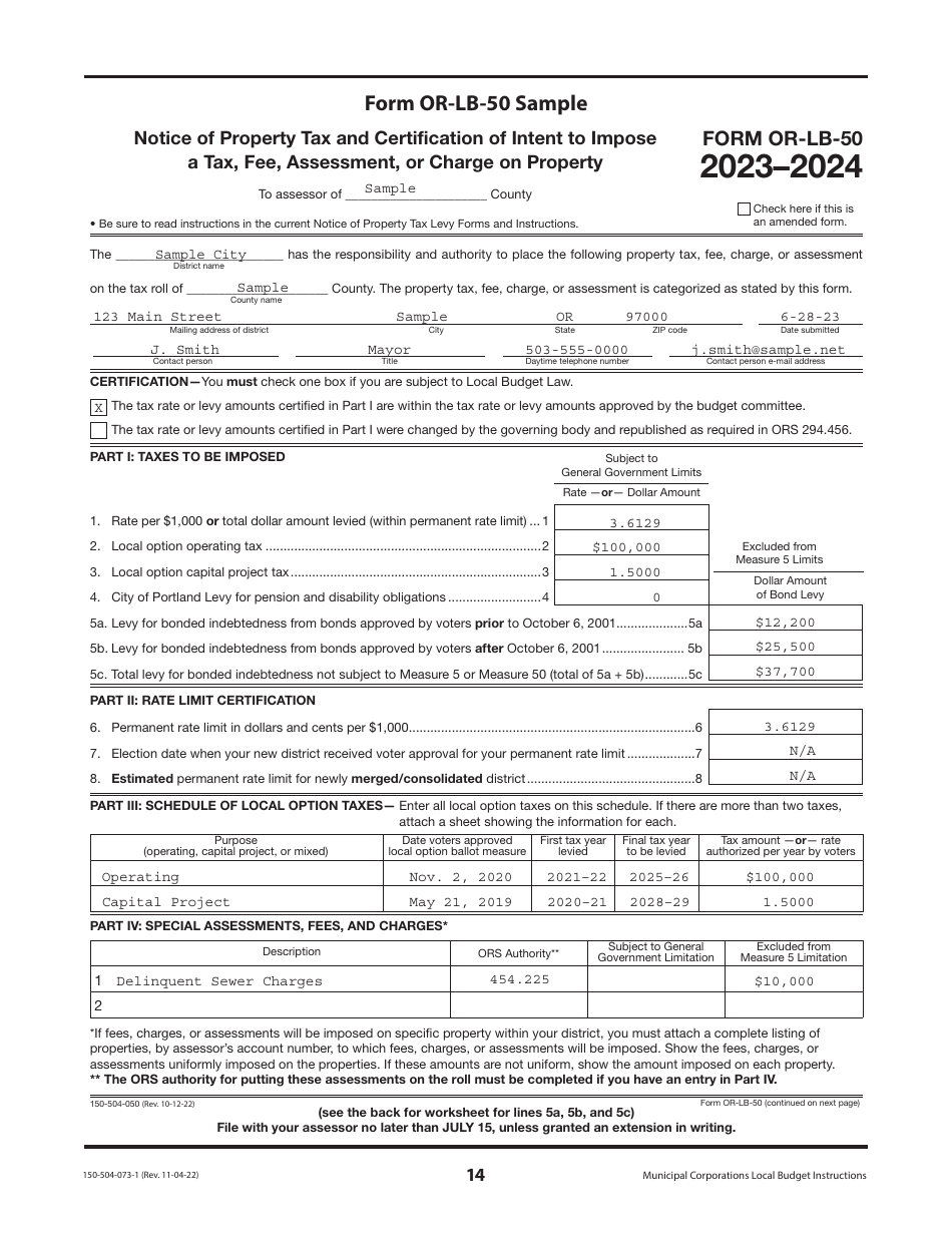Instructions for Form OR-LB-NBC, 150-504-063, OR-LB-1, 150-504-064, OR-LB-RES, 150-504-065, OR-LB-50, 150-504-050, OR-LB-SBH, 150-504-067 - Oregon, Page 14