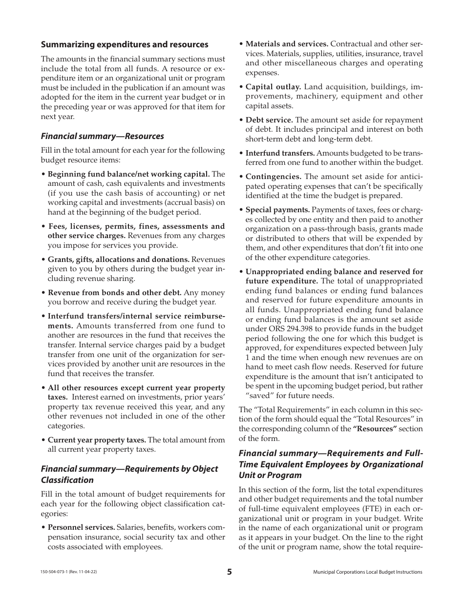 Instructions for Form OR-LB-NBC, 150-504-063, OR-LB-1, 150-504-064, OR-LB-RES, 150-504-065, OR-LB-50, 150-504-050, OR-LB-SBH, 150-504-067 - Oregon, Page 5