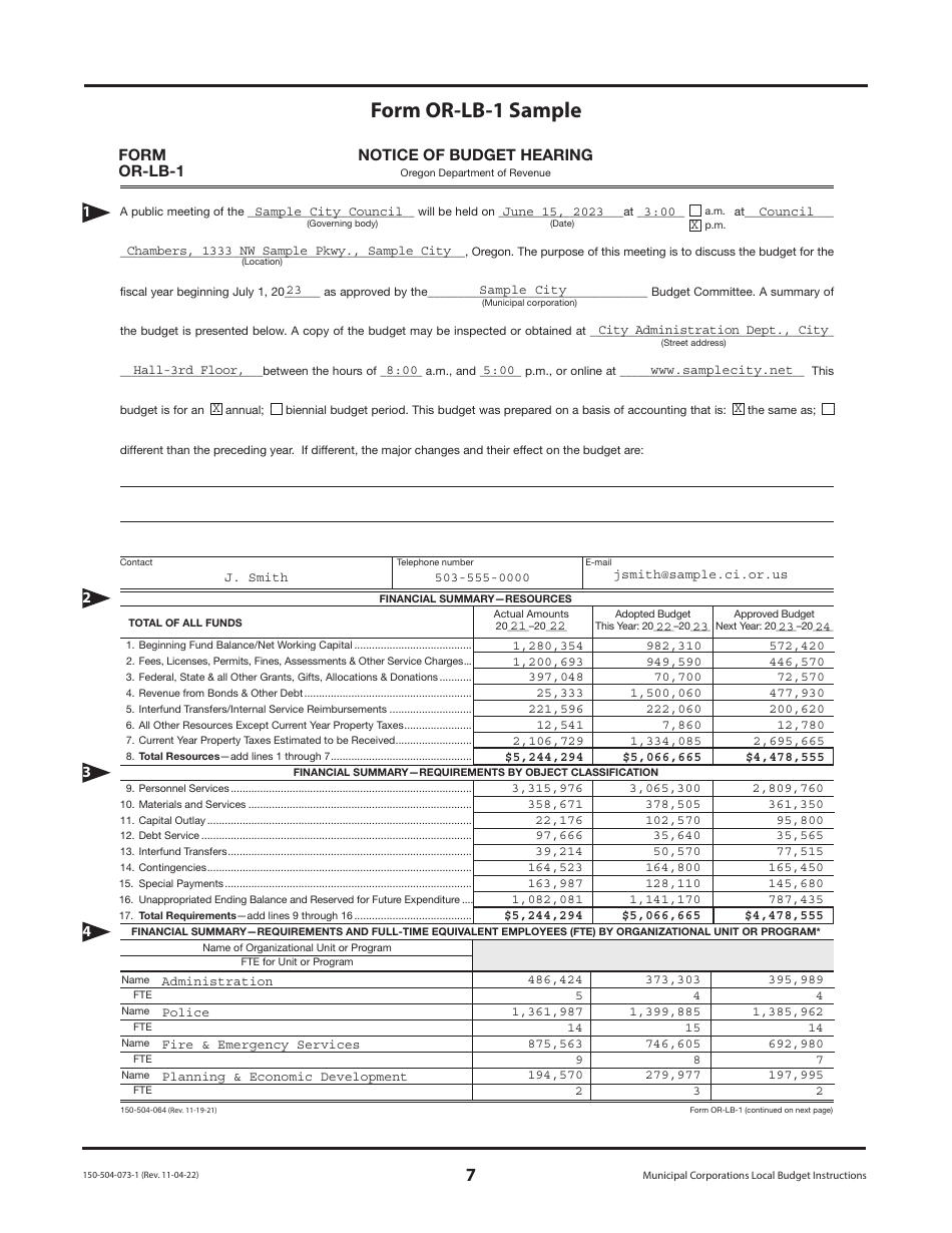 Instructions for Form OR-LB-NBC, 150-504-063, OR-LB-1, 150-504-064, OR-LB-RES, 150-504-065, OR-LB-50, 150-504-050, OR-LB-SBH, 150-504-067 - Oregon, Page 7