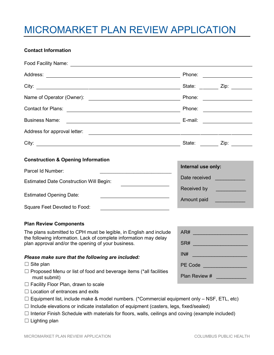 Micromarket Plan Review Application - City of Columbus, Ohio, Page 3