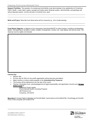 Temporary Food License Information Form - Columbus Public Health Food Protection Program - City of Columbus, Ohio, Page 5