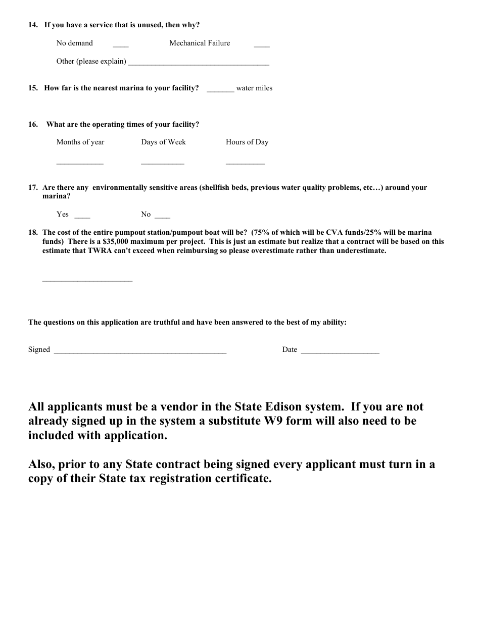 Clean Vessel Act Grant Application - Tennessee, Page 3