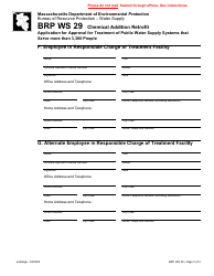 Form BRP WS29 Application for Approval for Treatment of Public Water Supply Systems That Serve More Than 3,300 People - Massachusetts, Page 3