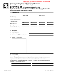 Form BRP WS34 Application for Approval for Treatment of Public Water Supply Systems That Serve Less Than or Equal to 3,300 People - Massachusetts, Page 2