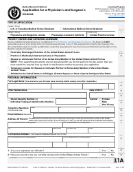 Form L1 Application for a Physician&#039;s and Surgeon&#039;s License - California