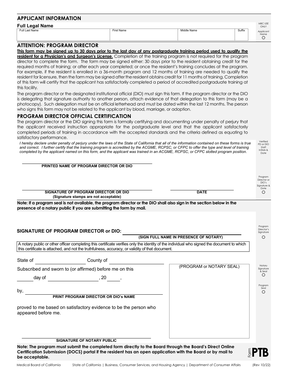 Form PT Certificate of Completion of Acgme / Rcpsc / Cfpc Postgraduate Training - California, Page 2