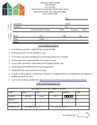 Document preview: Land Use Fence Permit Application - City of Troy, Michigan