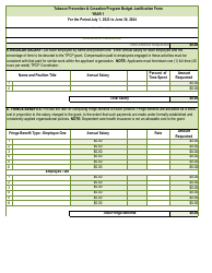 Tobacco Prevention &amp; Cessation Program Budget Justification Form - Arkansas