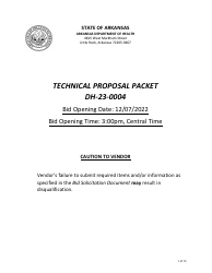 Form DH-23-0004 Technical Proposal Packet - Arkansas