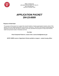 Document preview: Form DH-23-0009 Application Packet - Arkansas