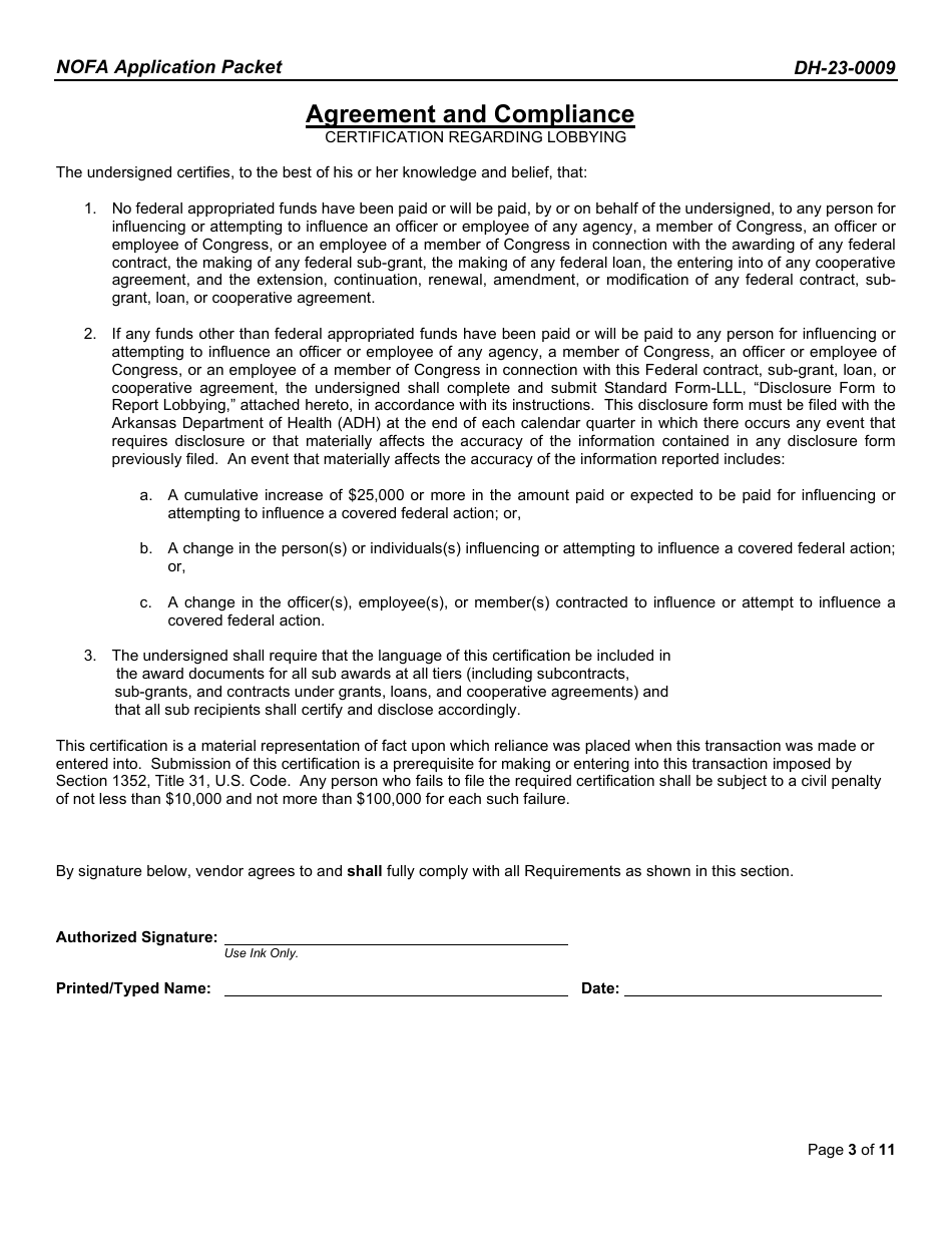 Form DH-23-0009 Application Packet - Arkansas, Page 3