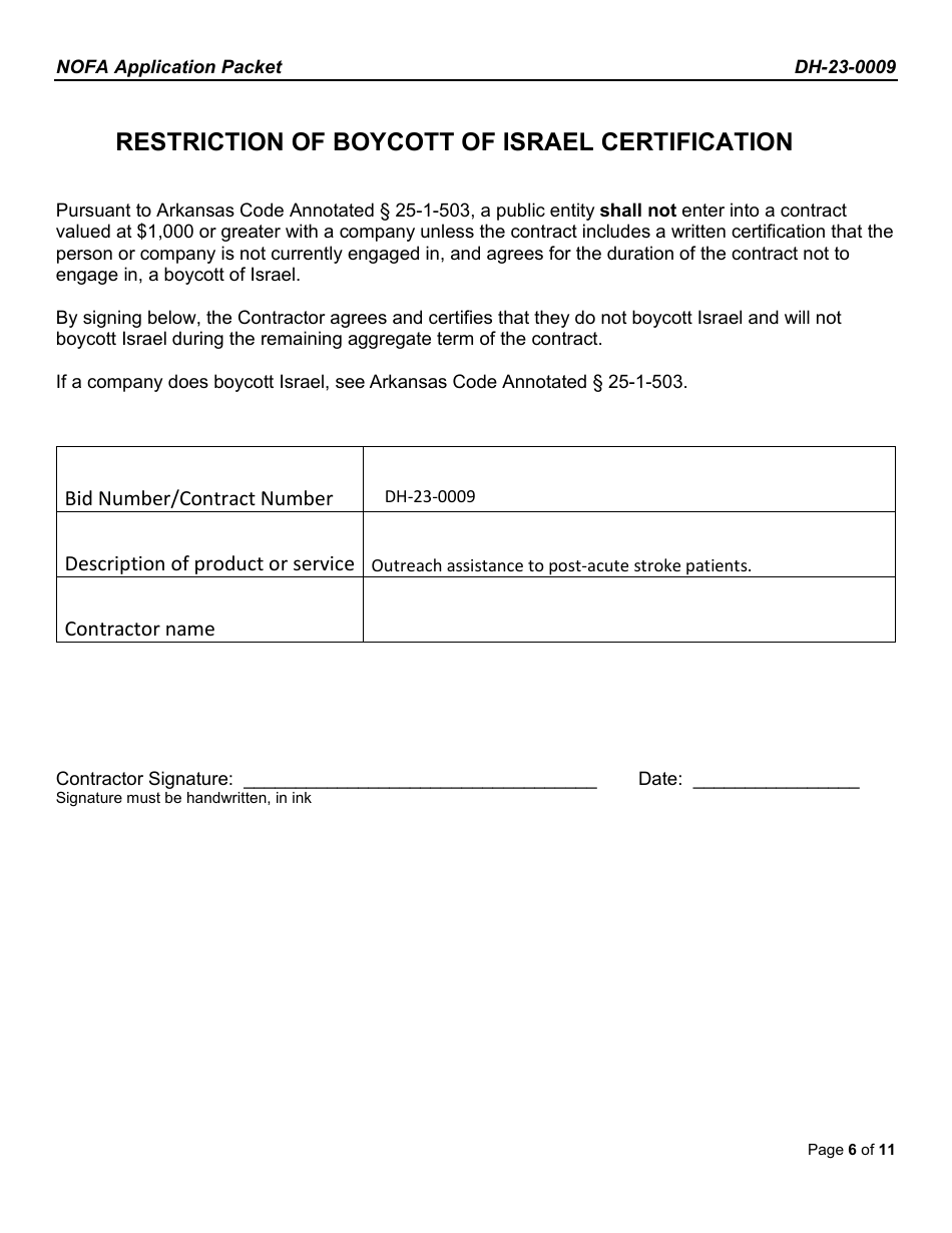 Form DH-23-0009 Application Packet - Arkansas, Page 6