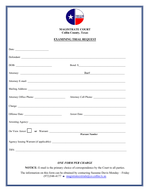 Examining Trial Request - Collin County, Texas Download Pdf