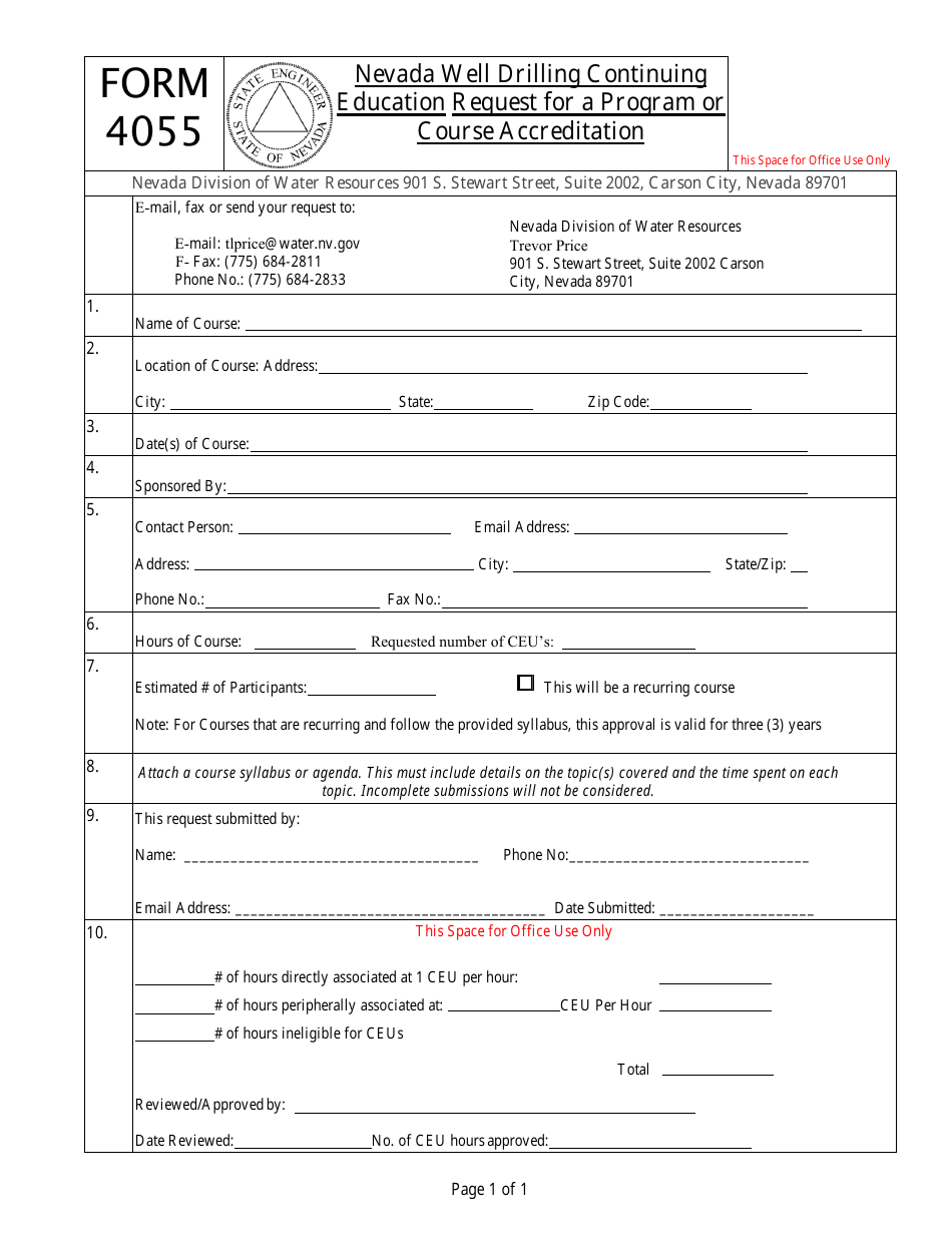 Form 4055 - Fill Out, Sign Online and Download Fillable PDF, Nevada ...