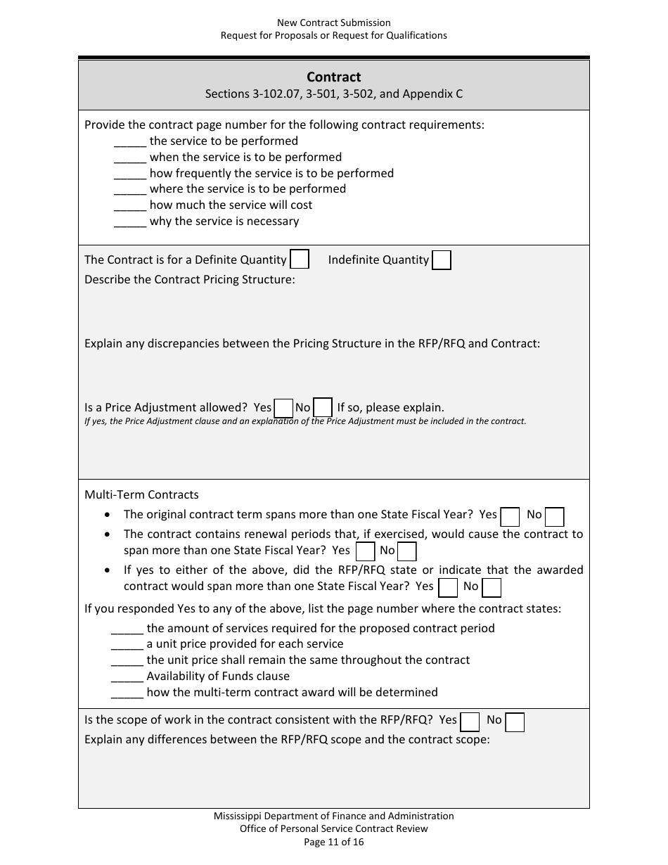 New Contract Submission - Request for Proposals or Request for Qualifications - Mississippi, Page 11