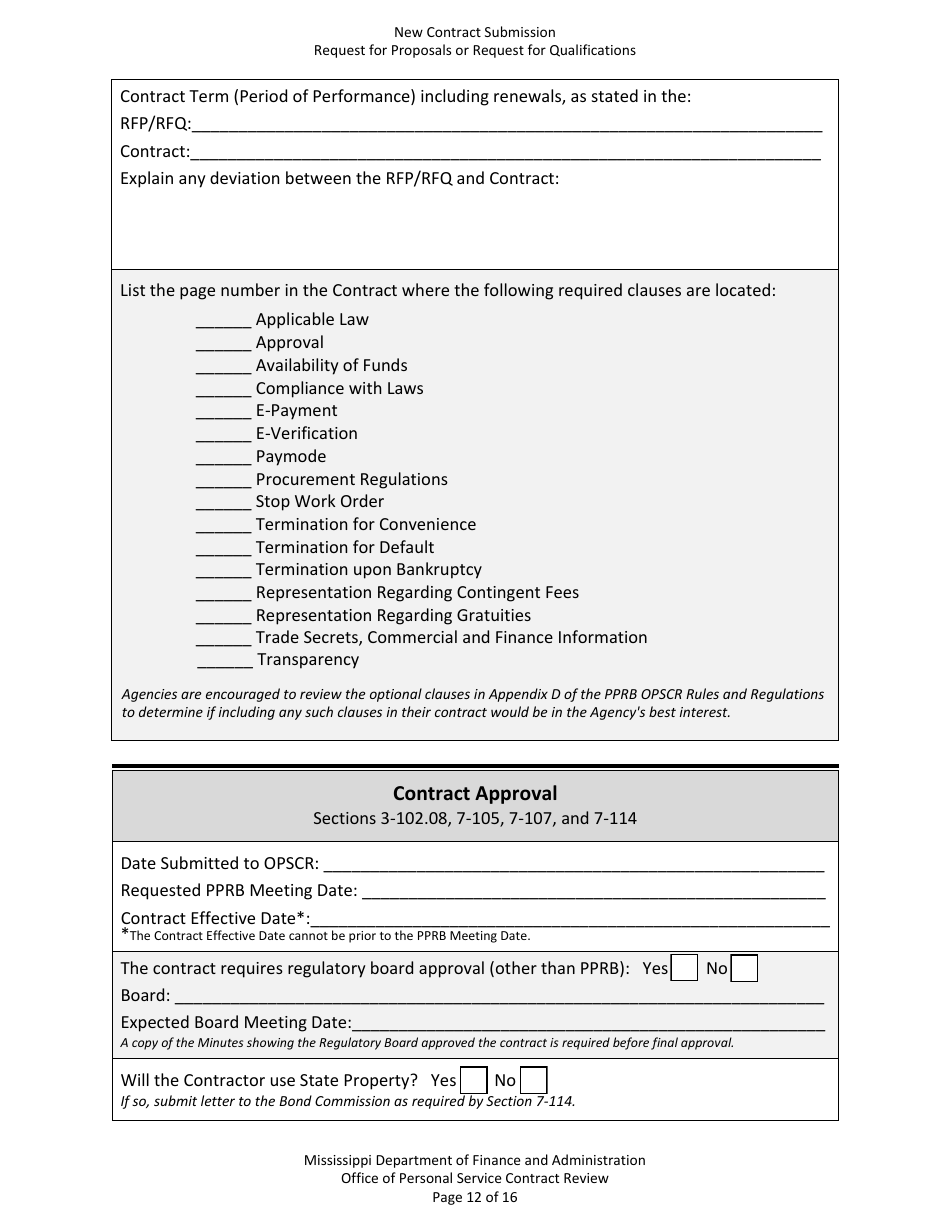 New Contract Submission - Request for Proposals or Request for Qualifications - Mississippi, Page 12
