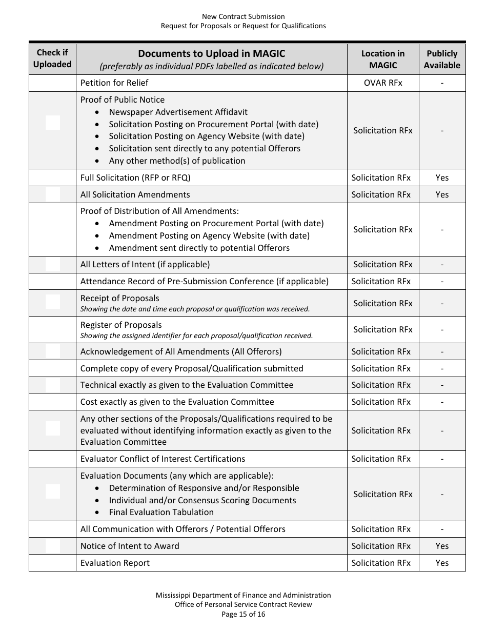 New Contract Submission - Request for Proposals or Request for Qualifications - Mississippi, Page 15