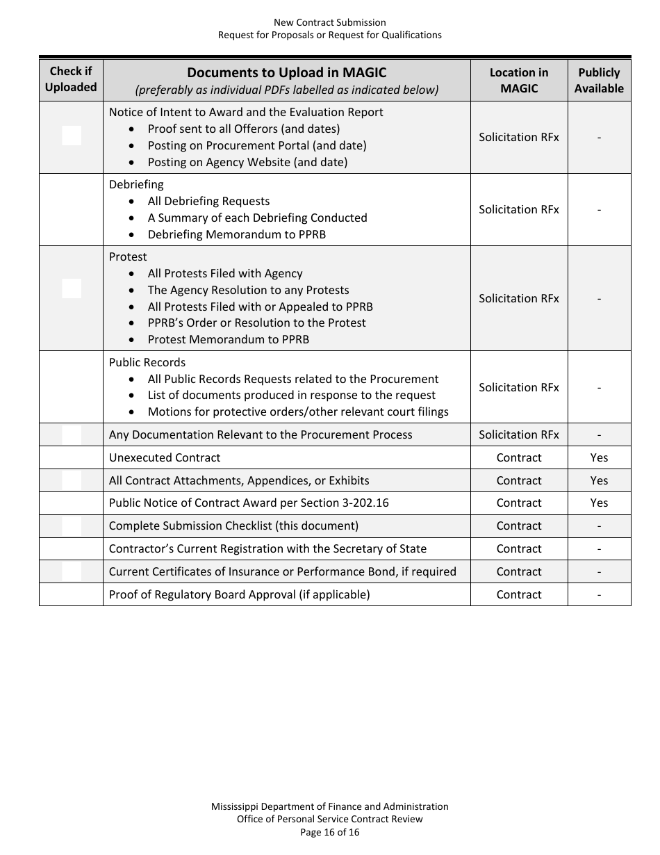 New Contract Submission - Request for Proposals or Request for Qualifications - Mississippi, Page 16