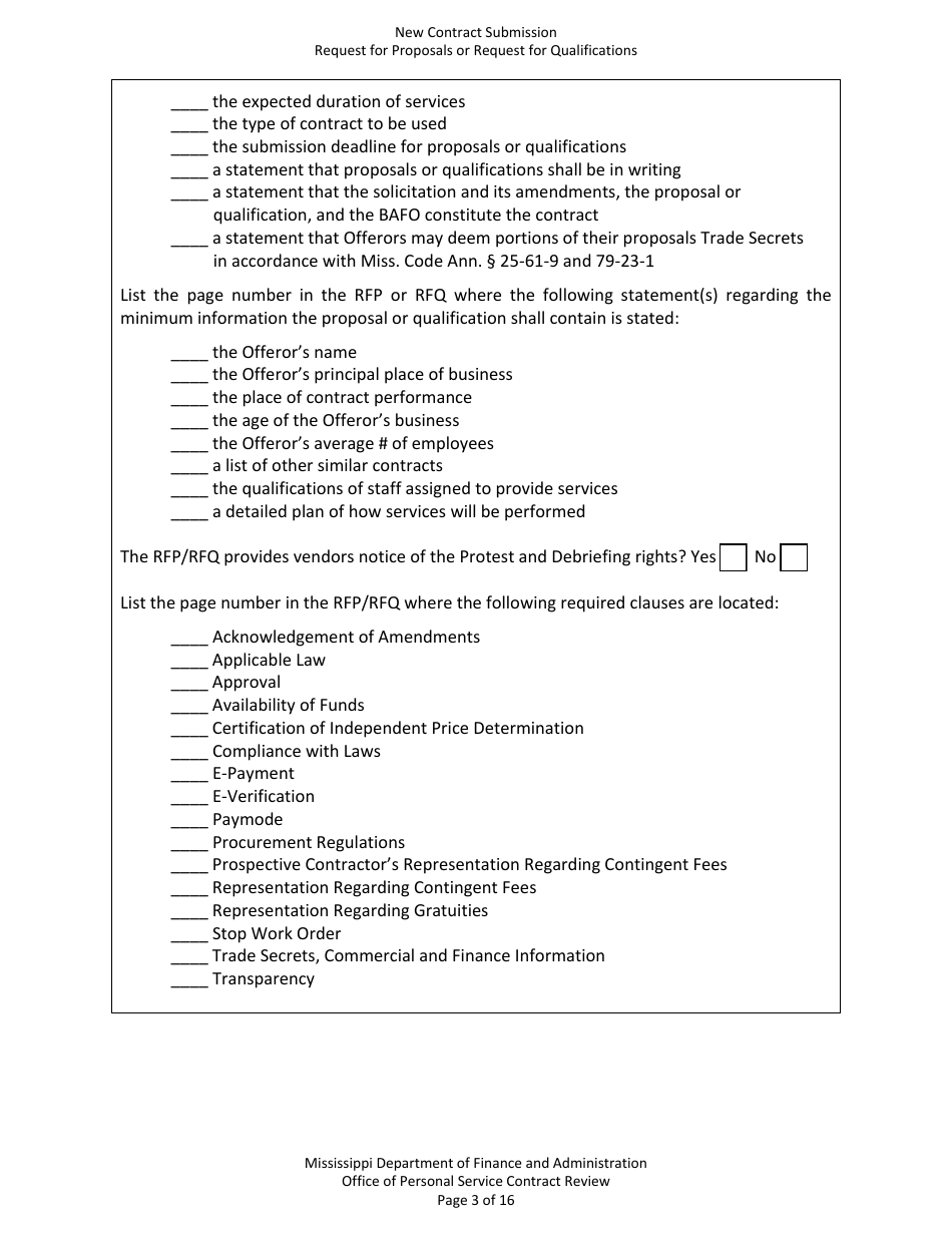 New Contract Submission - Request for Proposals or Request for Qualifications - Mississippi, Page 3
