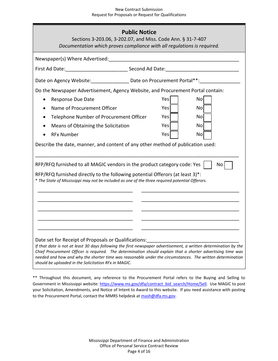 New Contract Submission - Request for Proposals or Request for Qualifications - Mississippi, Page 4