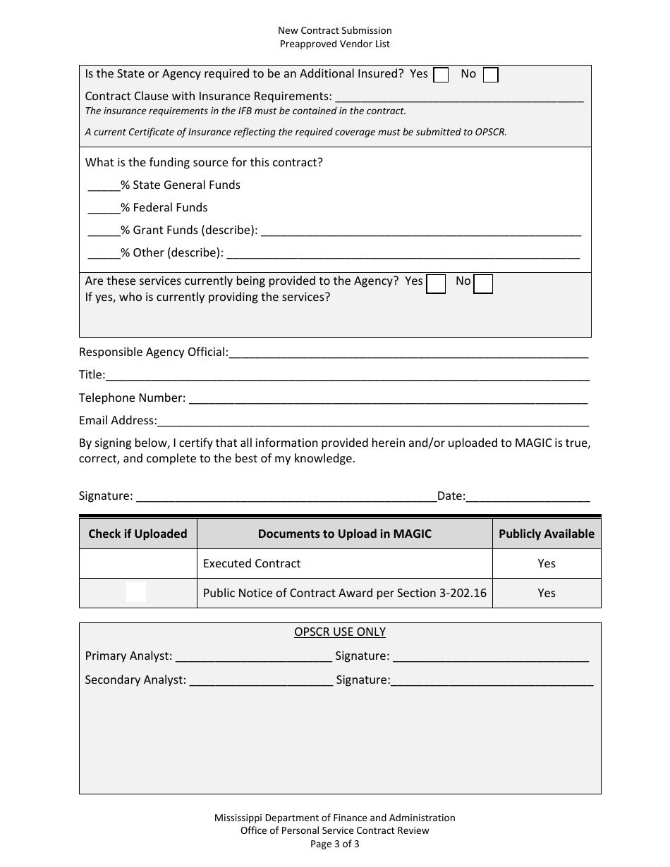 New Contract Submission - Preapproved Vendor List - Mississippi, Page 3