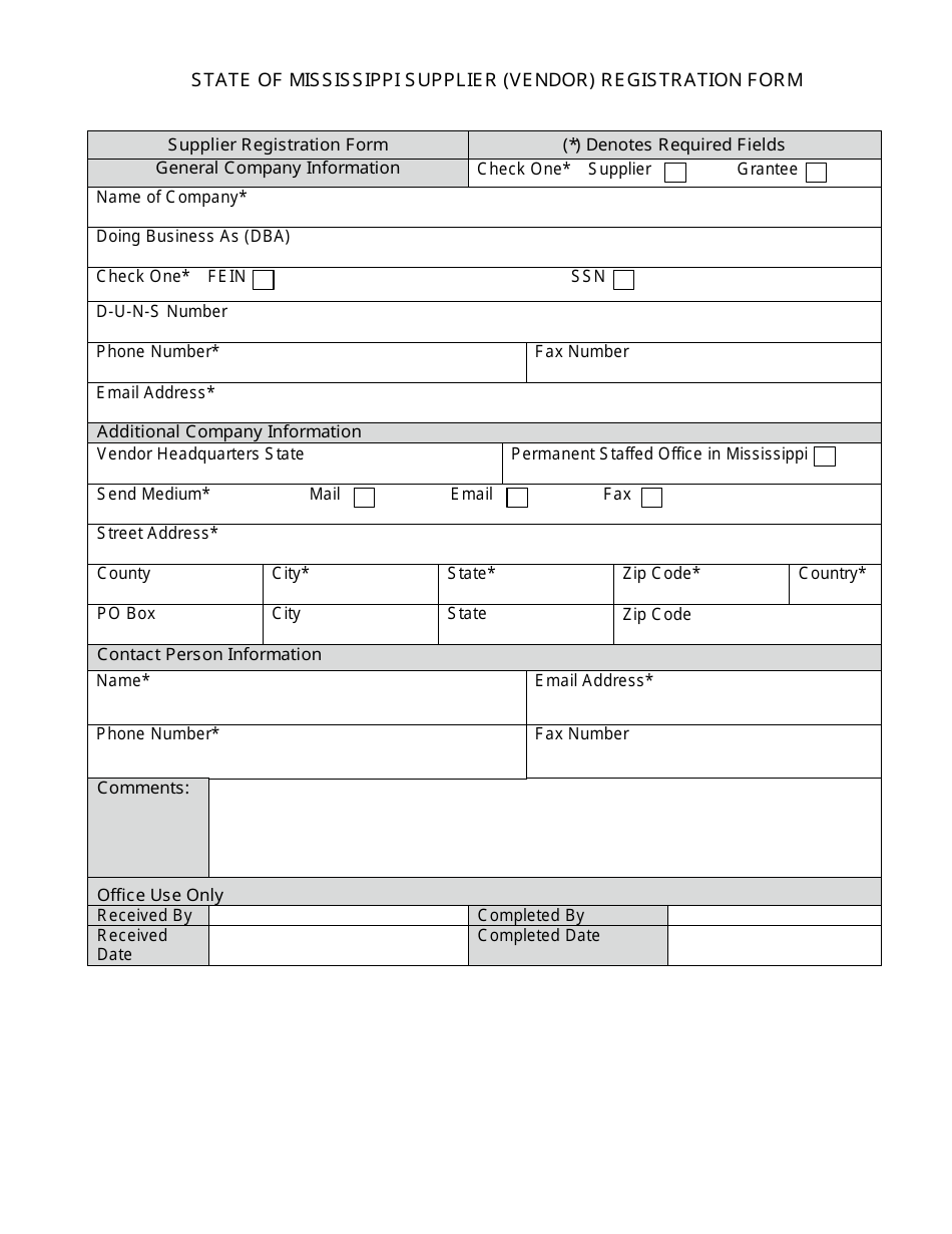 State of Mississippi Supplier (Vendor) Registration Form - Mississippi, Page 2