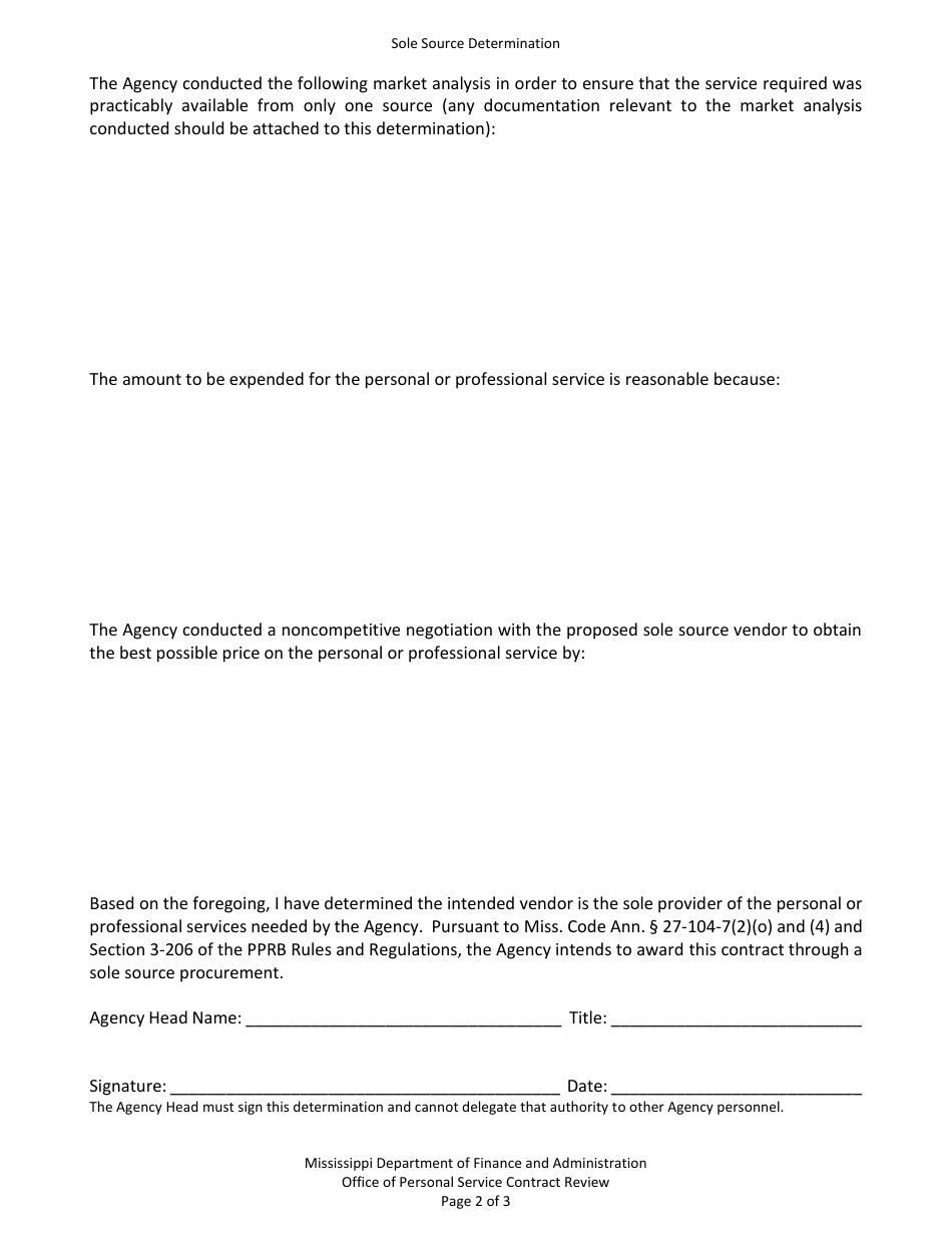 Sole Source Determination - Mississippi, Page 3