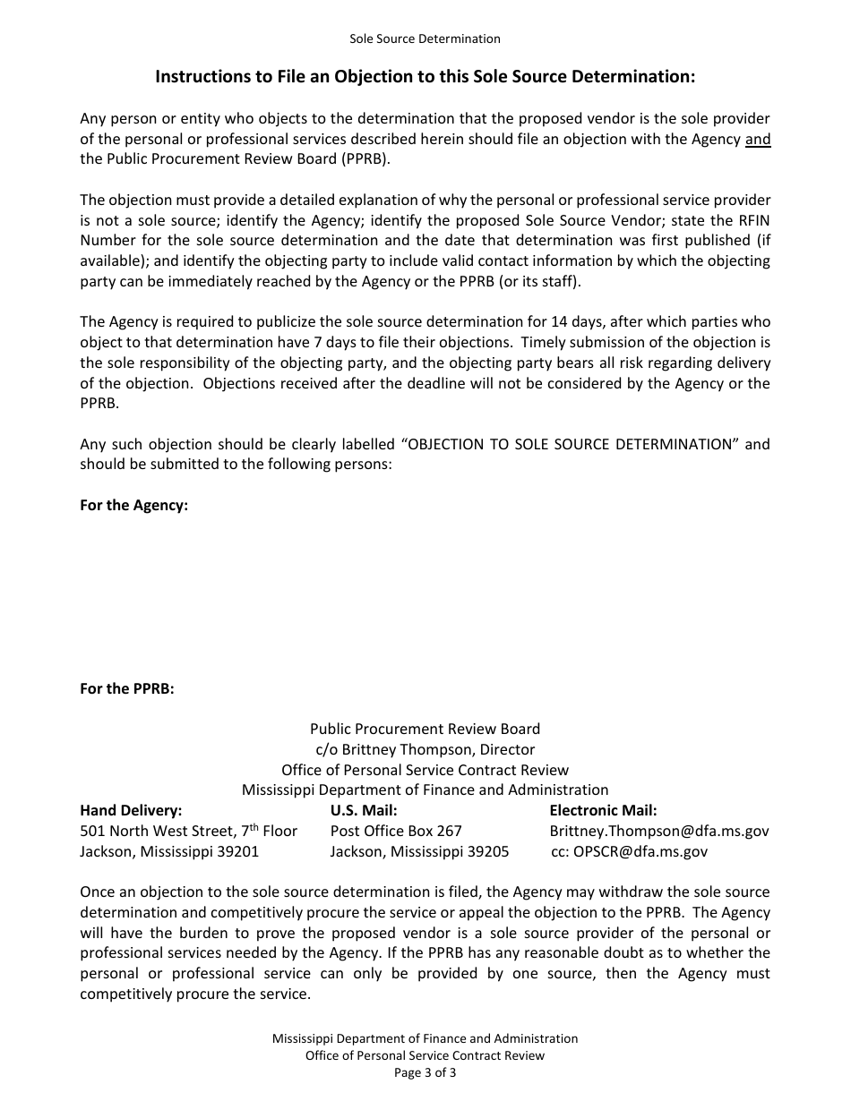 Sole Source Determination - Mississippi, Page 4