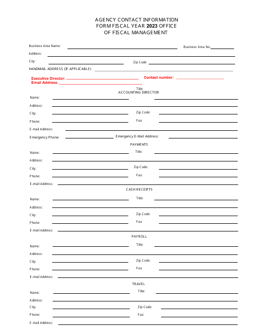 Agency Contact Information Form - Mississippi Download Pdf