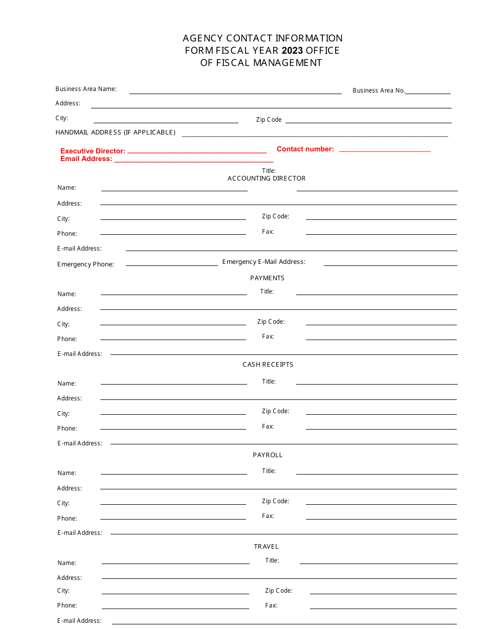 Agency Contact Information Form - Mississippi, Page 1