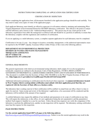 Document preview: Instructions for Application for Certification of Environmental Testing Laboratory by Inspection - West Virginia
