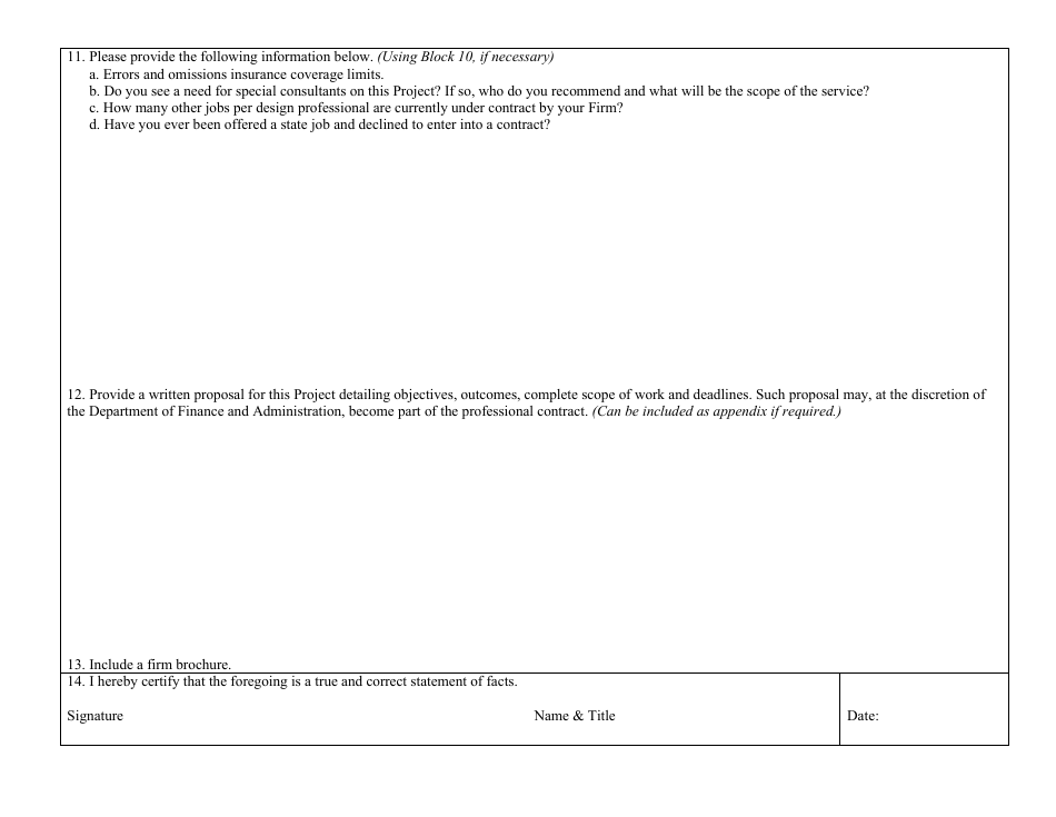 Form M55 Architect-Engineer Related Services for Specific Project Questionnaire - Mississippi, Page 11